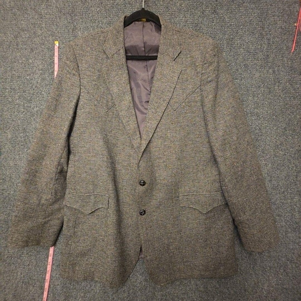 Vtg Ryon's Western Blazer Sport Coat Mens 44L Brown Wool Tweed Suede Jacket